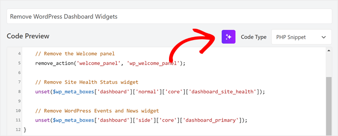 WPCode AI ボタンをクリックする