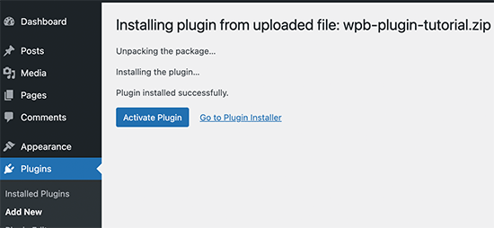 Activate WordPress plugin Activate WordPress plugin