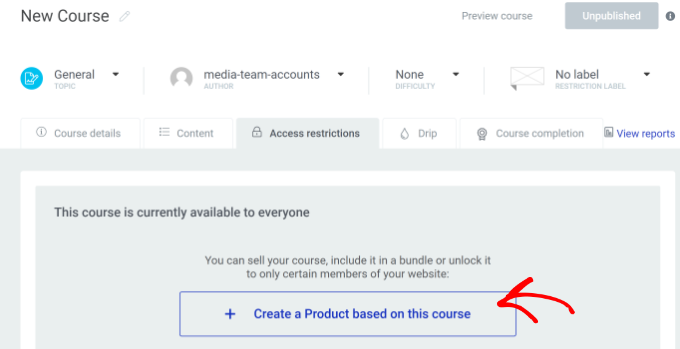 Create a product based on course Create a product based on course