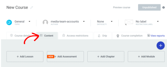 Enter course contents Enter course contents