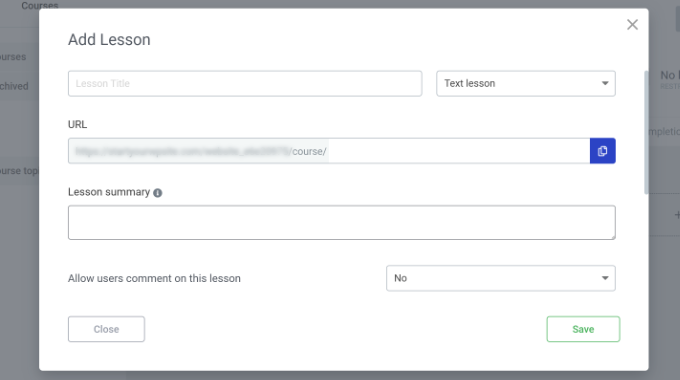 Enter lesson details Enter lesson details
