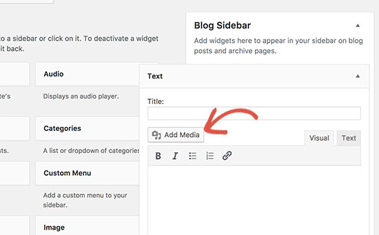 Lägg till medieknapp i textvidget