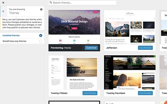 Bläddra bland teman i anpassaren