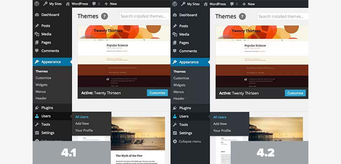 WordPress 4.2 colors WordPress 4.2 colors