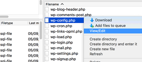 Editing wp-config.php file via FTP Editing wp-config.php file via FTP