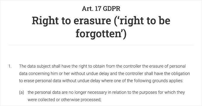 GDPR Right to Be Forgotten GDPR Right to Be Forgotten