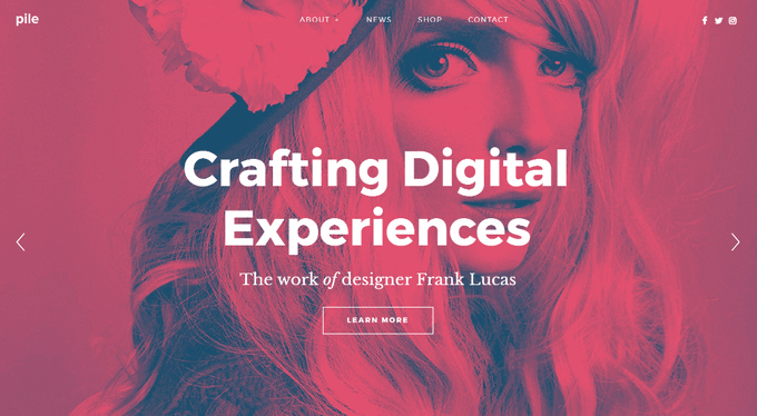 Pile WordPress theme for art galleries