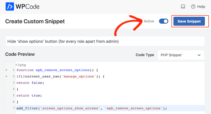Publishing a code snippet using WPCode Publishing a code snippet using WPCode