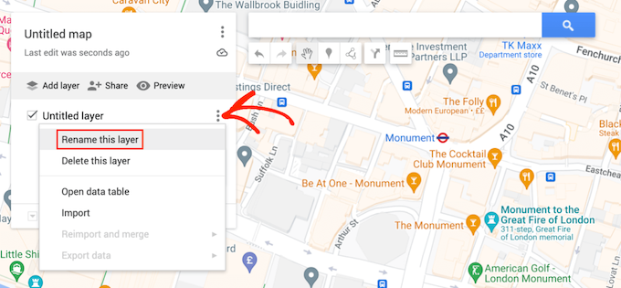 Renommer une couche de carte