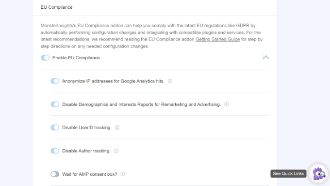 View compliance settings View EU compliance settings in MonsterInsights