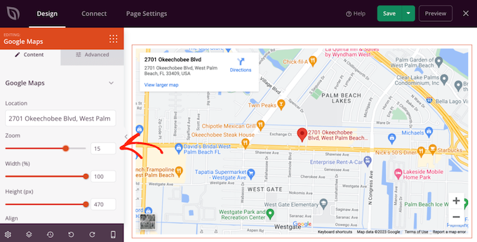 Modification du niveau de zoom sur une carte Google