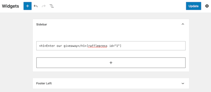 Aggiunta di un widget HTML personalizzato a un sito web WordPress