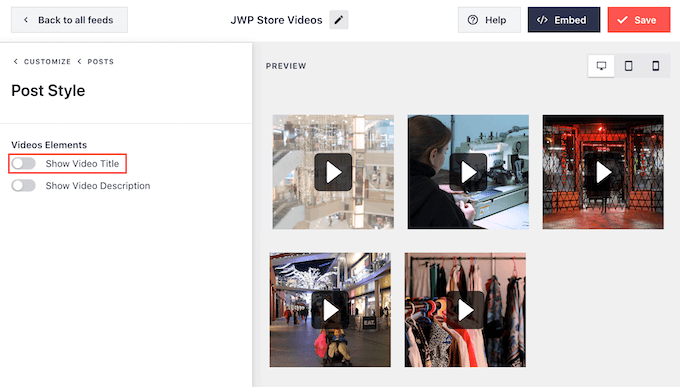 Hiding the Facebook video titles Hiding the Facebook video titles
