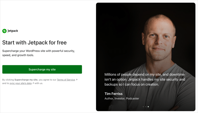 A Tela de Boas-Vindas do Jetpack