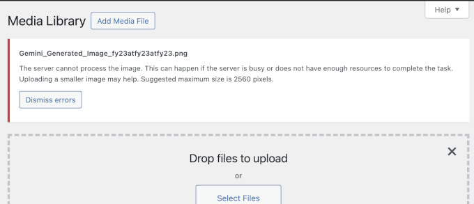 New image upload errors