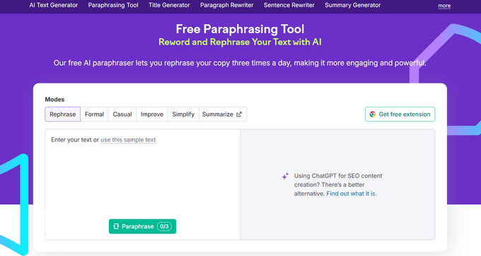 Semrush paraphrasing tool