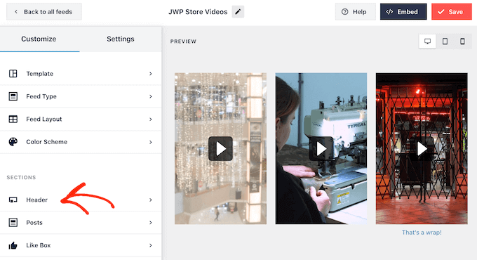 Changing the Smash Balloon header settings Changing the Smash Balloon header settings