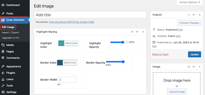 The settings in the Draw Attention WordPress plugin The settings in the Draw Attention WordPress plugin