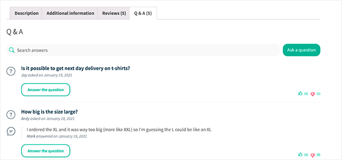 Q and A for products