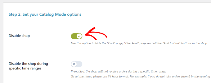 Katalog modunda dükkanı devre dışı bırak