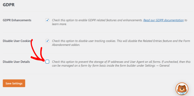 Disable user details is unchecked Disable user details is unchecked