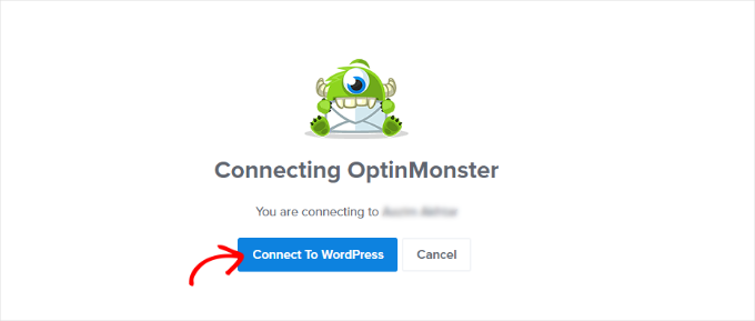 Click the connect to WordPress button Click the connect to WordPress button