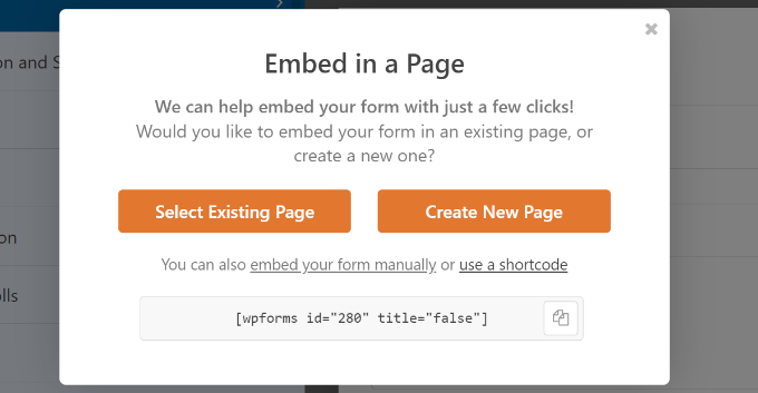 Yeni formunuzun kısa kodunu kopyalayın