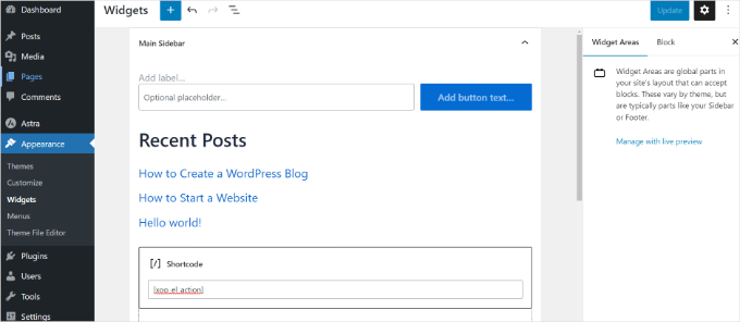 Giriş modalı için kısa kod ekleyin