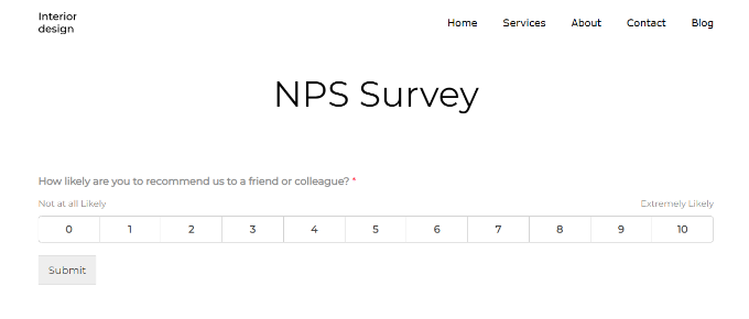 NPS survey form preview NPS survey form preview
