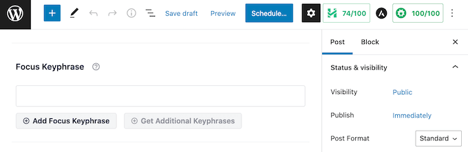 Adăugarea unei fraze cheie de focalizare în instrumentul AIOSEO Adăugarea unei fraze cheie de focalizare în instrumentul AIOSEO