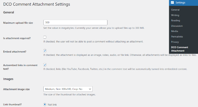 Change DCO comment attachment settings Change DCO comment attachment settings