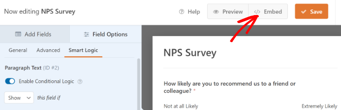 Click the embed button Click the embed button