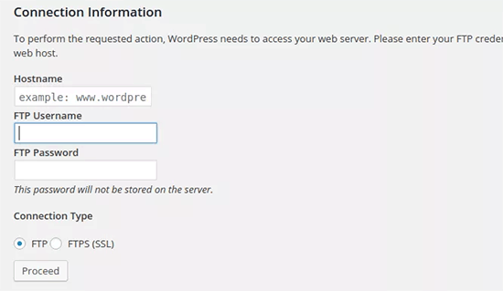 WordPress asking for FTP information WordPress asking for FTP information