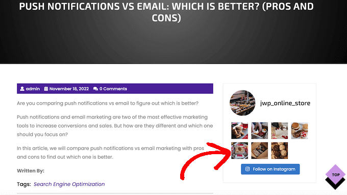 An example of an embedded social media feed