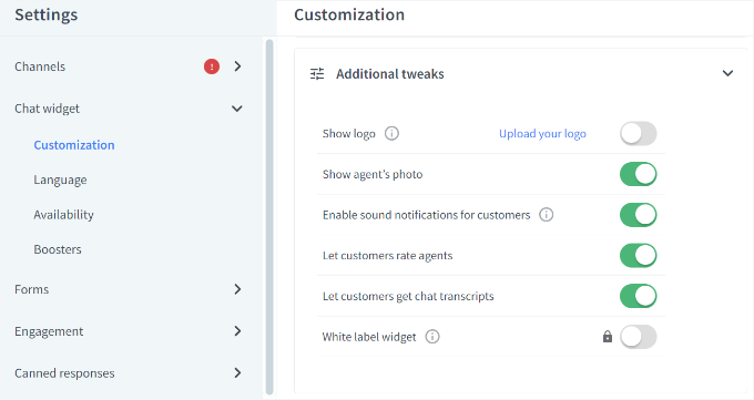 Change additional settings Change additional settings
