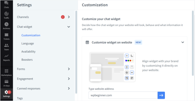View LiveChat settings View LiveChat settings