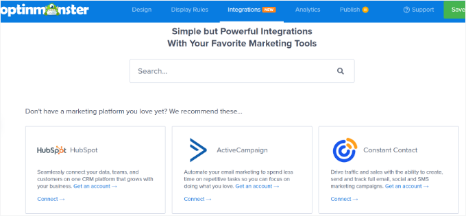 Select the email marketing tool Select the email marketing tool
