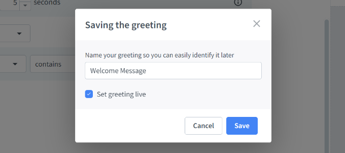 Save your greeting message Save your greeting message