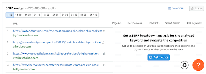 Funcția de analiză SERP de la Semrush Funcția de analiză SERP de la Semrush