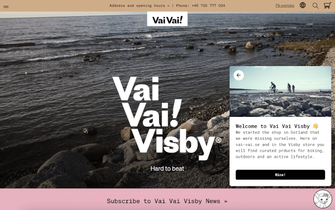 Vai Vai Visby's website with welcome message Vai Vai Visby's website with welcome message