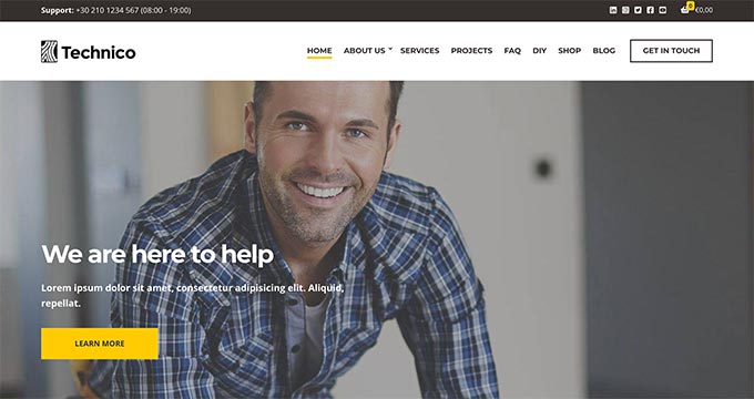 An example of a WordPress business theme