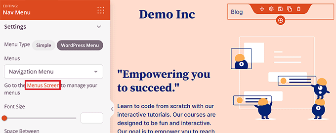 Configure WordPress menu settings in SeedProd Configure WordPress menu settings in SeedProd