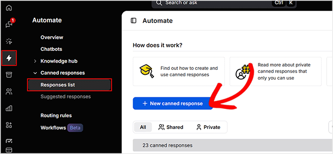 Click 'New Canned Response' button in LiveChat Click 'New Canned Response' button in LiveChat