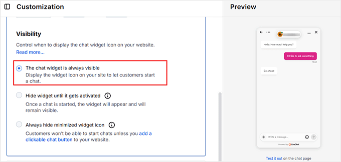 Configure chat widget visibility in LiveChat Configure chat widget visibility in LiveChat