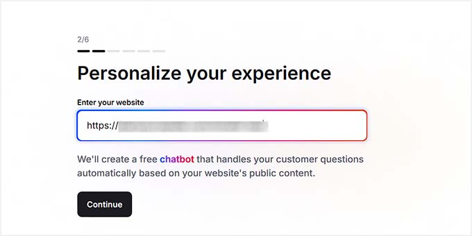 Enter website URL in LiveChat setup wizard Enter website URL in LiveChat setup wizard