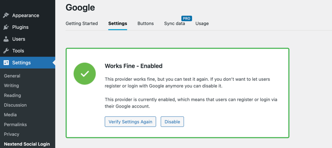 Fai clic sul pulsante 'Abilita'