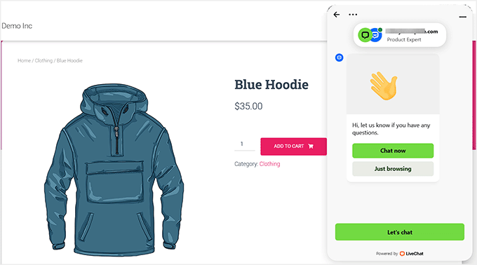 LiveChat chat widget preview