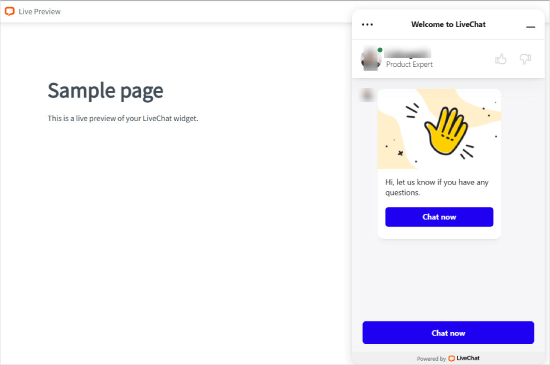 Live-Vorschau von LiveChat Live-Vorschau von LiveChat