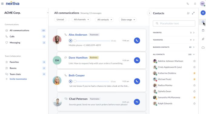 Nextiva managing contacts and calls