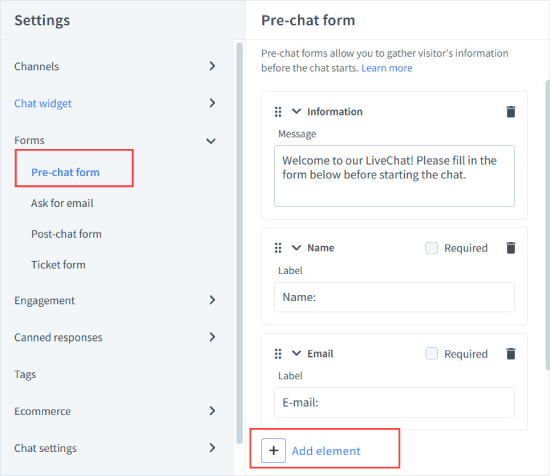 Pre-Chat-Formular Pre-Chat-Formular